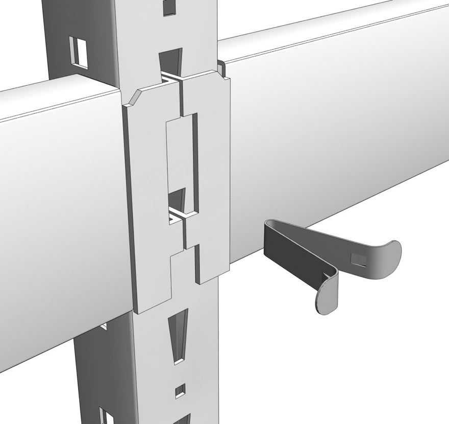 Industrial Shelving Widespan Beam Locking Clip Intermediate Uprite Slots Gallery1 Lozier